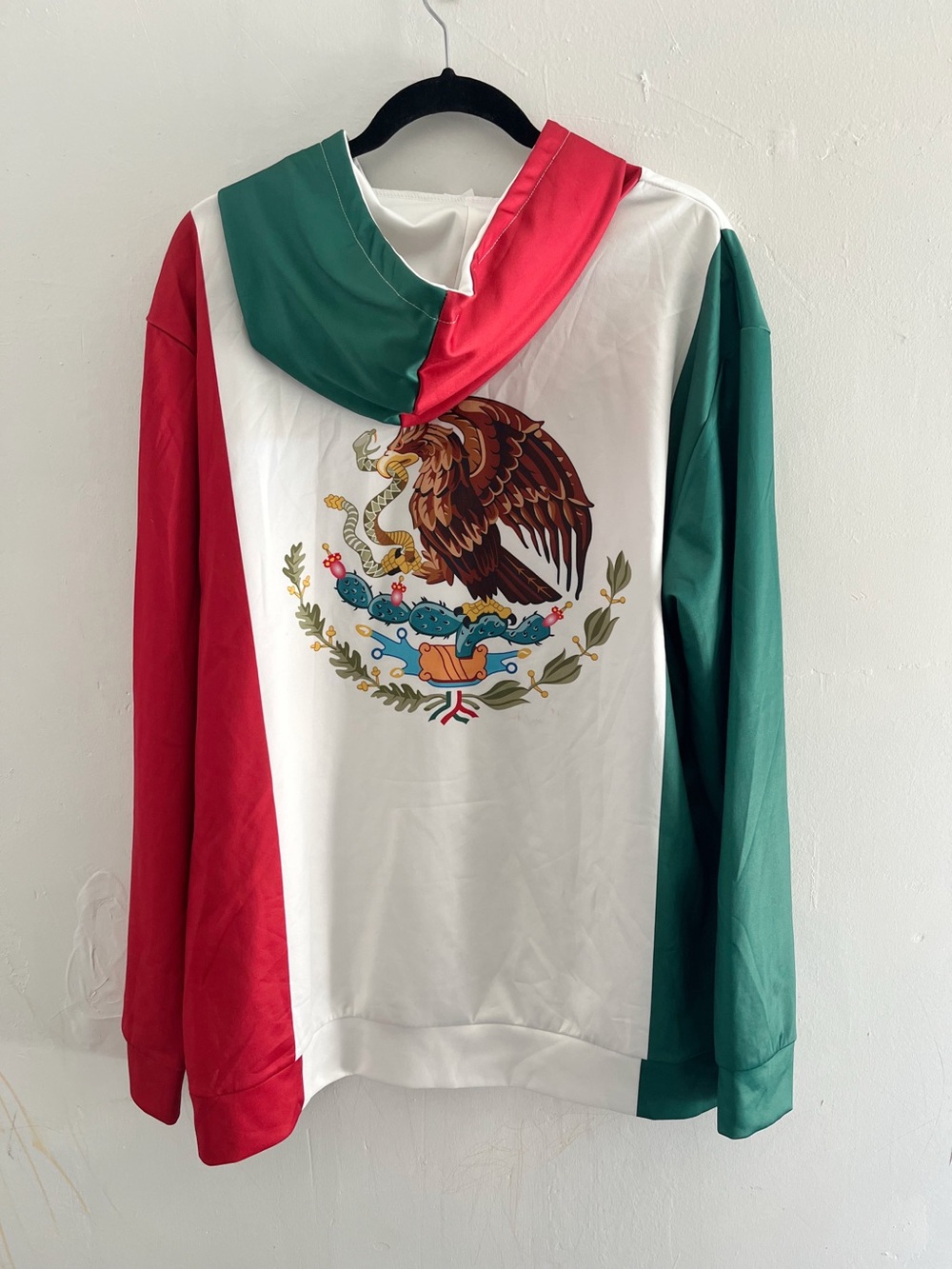 Mexico Flag Tricolor Pullover Hoodie - Green White Red - Picture 3 of 7